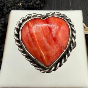 Red Spiny Oyster Heart Ring – Adjustable By Reeva Goodluck